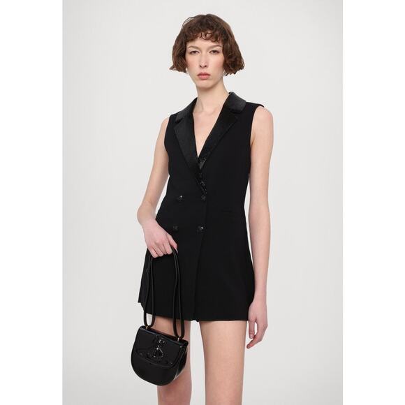 Alice + Olivia Carlena Tuxedo Romper Double Breasted Blazer black beaded size 2 - Picture 15 of 16